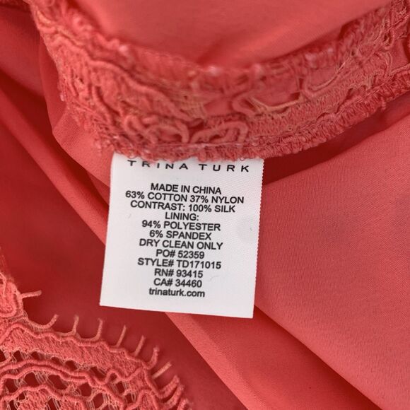 NWT Trina Turk Felisha Dress Women 4 Guava Pink Lace Halter Pockets Resort $298 - Picture 7 of 11